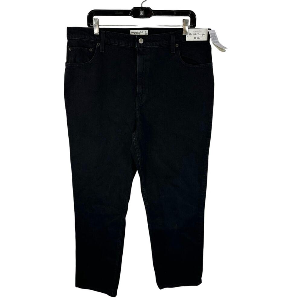 Abercrombie & Fitch 90s Straight Ultra High Rise Jeans Black Size 33 16R NEW
